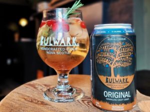 Can of Bulwark non-alcoholic cider by mocktail drink